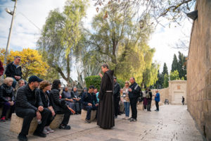Fr. Peter Vasko talking to Pilgrims in the Holy Land