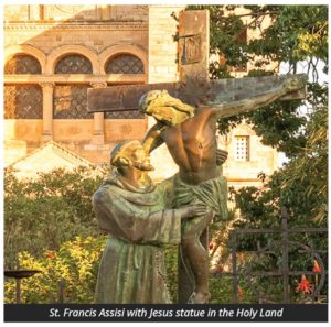 St Francis Assisi holding Jesus - Holy Land Statue